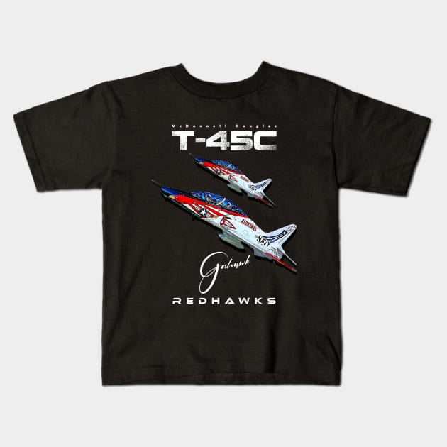 T-45C Goshawk Redhawks Us Air Force Navy training Jet Aircraft Kids T-Shirt by aeroloversclothing